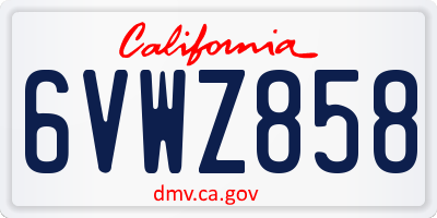 CA license plate 6VWZ858