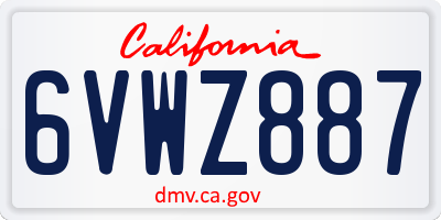 CA license plate 6VWZ887
