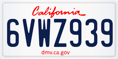 CA license plate 6VWZ939
