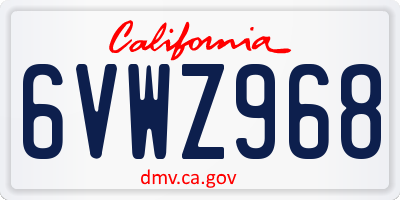 CA license plate 6VWZ968