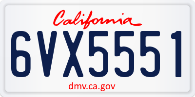 CA license plate 6VX5551