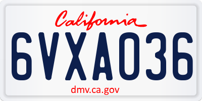 CA license plate 6VXA036