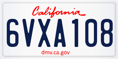 CA license plate 6VXA108
