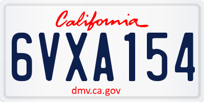 CA license plate 6VXA154