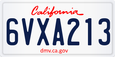 CA license plate 6VXA213