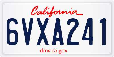 CA license plate 6VXA241