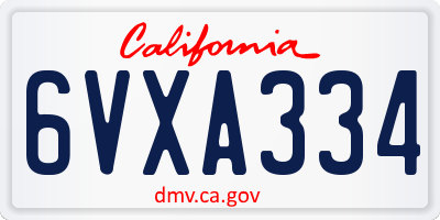 CA license plate 6VXA334