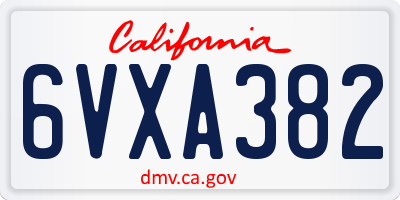 CA license plate 6VXA382