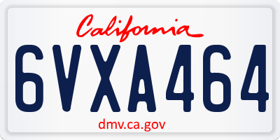 CA license plate 6VXA464