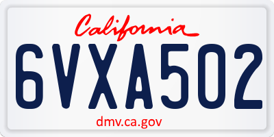 CA license plate 6VXA502
