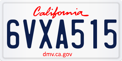 CA license plate 6VXA515