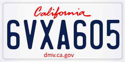 CA license plate 6VXA605