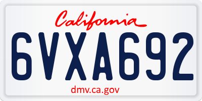 CA license plate 6VXA692