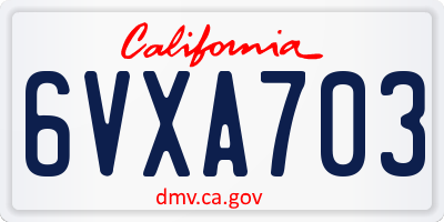 CA license plate 6VXA703