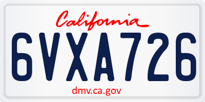CA license plate 6VXA726