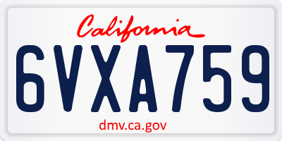 CA license plate 6VXA759