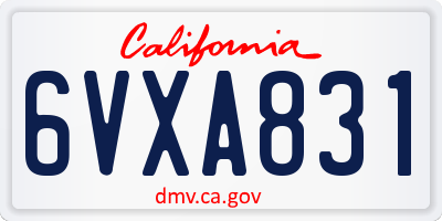 CA license plate 6VXA831