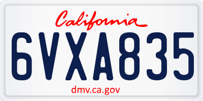 CA license plate 6VXA835