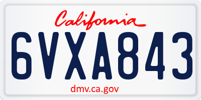 CA license plate 6VXA843