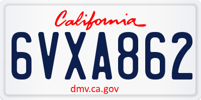 CA license plate 6VXA862