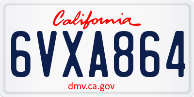 CA license plate 6VXA864