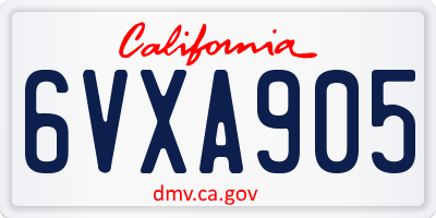 CA license plate 6VXA905