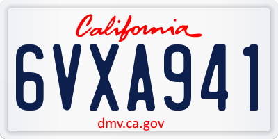 CA license plate 6VXA941