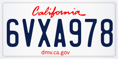 CA license plate 6VXA978