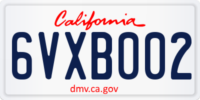 CA license plate 6VXB002