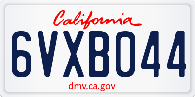CA license plate 6VXB044