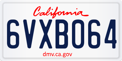 CA license plate 6VXB064