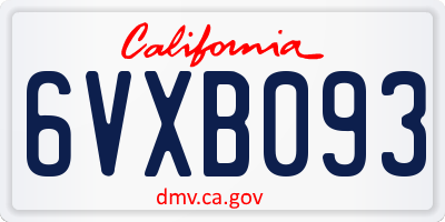 CA license plate 6VXB093