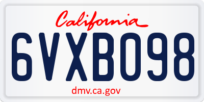 CA license plate 6VXB098