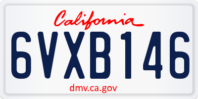 CA license plate 6VXB146