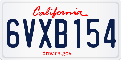 CA license plate 6VXB154