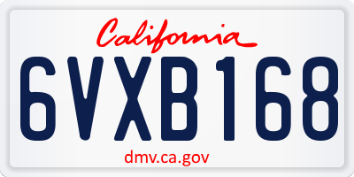 CA license plate 6VXB168