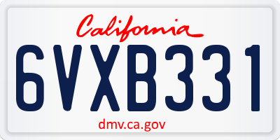 CA license plate 6VXB331