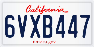 CA license plate 6VXB447