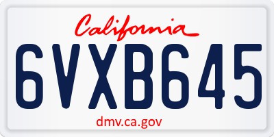 CA license plate 6VXB645