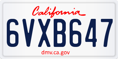 CA license plate 6VXB647