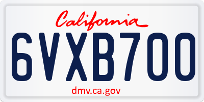 CA license plate 6VXB700