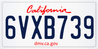 CA license plate 6VXB739