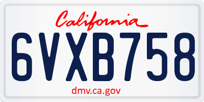 CA license plate 6VXB758