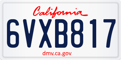 CA license plate 6VXB817