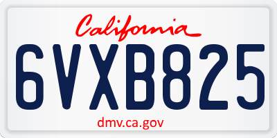 CA license plate 6VXB825