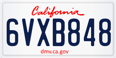 CA license plate 6VXB848