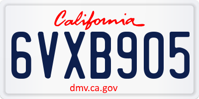 CA license plate 6VXB905