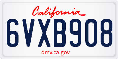 CA license plate 6VXB908