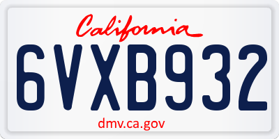 CA license plate 6VXB932