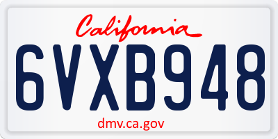 CA license plate 6VXB948